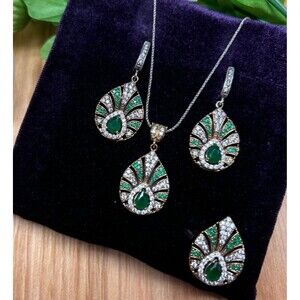 925 Sterling Silver Turkish Vintage Jewelry Set  for Women,NEW,Antique,Handmade